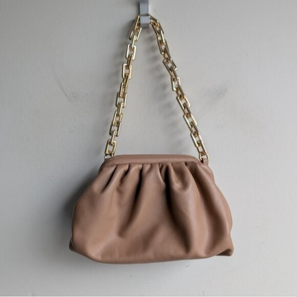 Vici Tan Faux Leather Chain Pouch Slouchy Bag - Picture 3 of 3